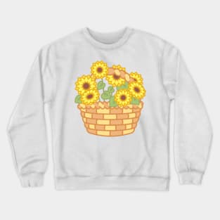 Yellow Summer Sunflower Basket Crewneck Sweatshirt